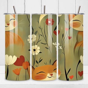 Cute Cats 20oz Skinny Tumbler Design Custom | Cute Cats Tumbler Wrap | Cute Cats Sublimation Wrap | Cute Cats Tumbler PNG, Cat Mom Tumbler