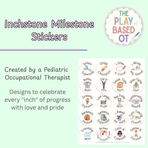 Adesivi Milestone Inchstone / Foglio di adesivi rotondi stampati / Supporti visivi creati da OT per bambini con bisogni speciali, pre-scuola materna, scuola materna