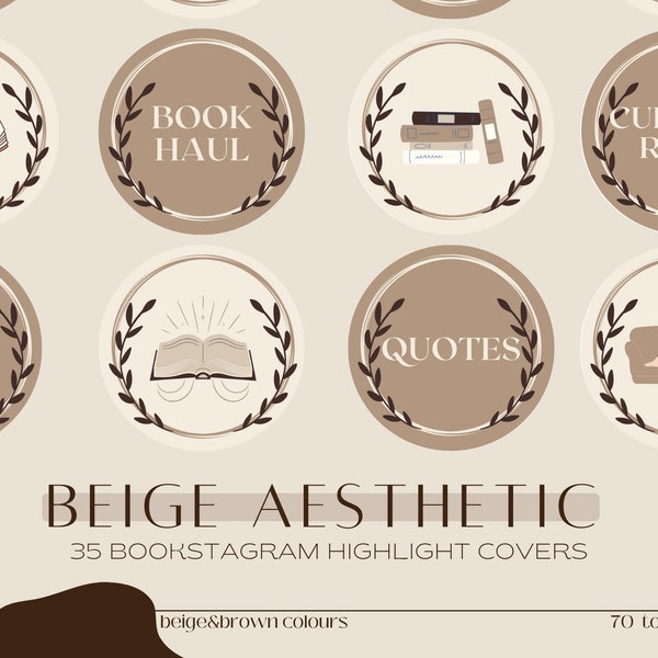 Bookstagram Highlight Covers | Beige Instagram Highlight Covers | Highlight Covers for book bloggers