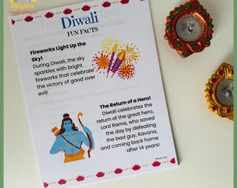 Diwali-Aktivität Arbeitsblatt für Kinder | 30 Druckbare Seiten | Färbung, Trivia, Spiele & Lernen (Alter 5-10)