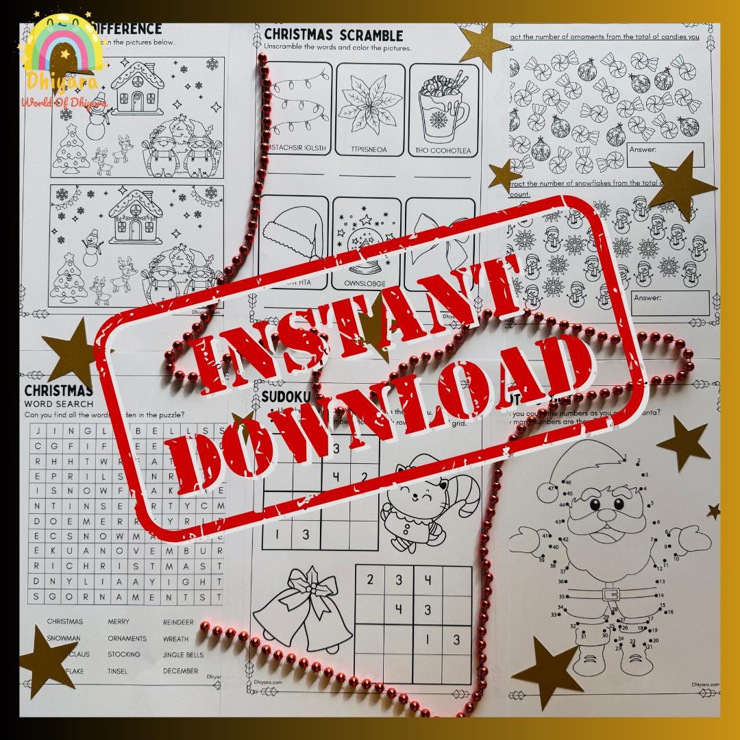 60 Christmas Activity Sheets for Kids Fun & Educational Holiday
