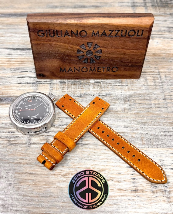 Leather Watch Strap for Giuliano Mazzuoli Manometro - Camel Yellow/Cream
