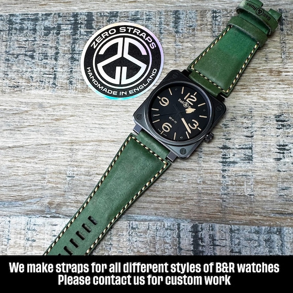Bell and Ross Leather Watch Strap / Band for BR01 BR03 BRS Watches - Green