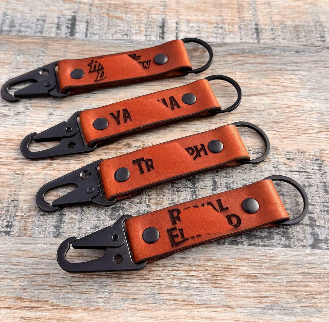 Personalized Motorcycle Logo Leather Key Fob: Handmade Biker Keychain ...