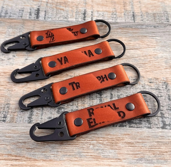 Personalised Motorcycle Logo Leather Key Fob , Key Ring, Key Chain, Handmade, Biker