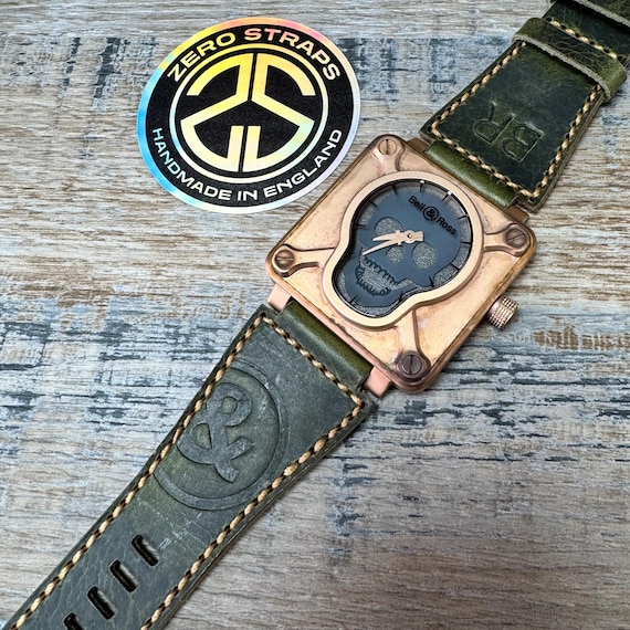 Bell and Ross Leather Watch Strap / Band for BR01 BR03 BRS Watches - Green Waxed Leather