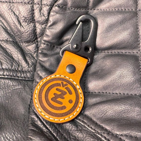 CZ ( Ceska Zbrojovha ) Motorcycle Logo Leather Key Fob , Key Ring, Key Chain