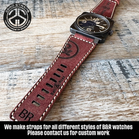 Bell and Ross Leather Watch Strap / Band for BR01 BR03 BRS Watches - Burgundy