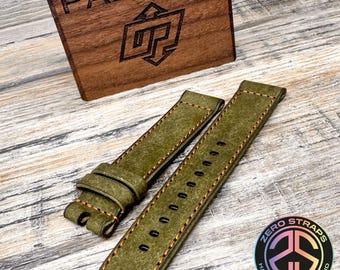 Leather Watch Strap for Panerai Watches  - Hand Crafted - Green/Butterscotch