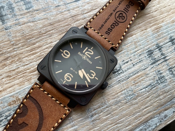 Bell and Ross Leather Watch Strap / Band for BR01 BR03 BRS Watches - Whiskey coloured Leather