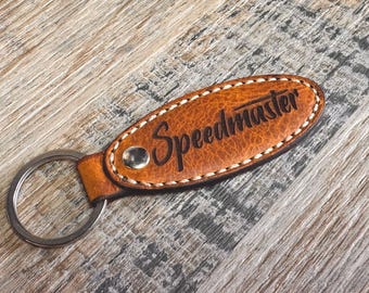 Llavero de cuero con el logotipo de la motocicleta Speedmaster, llavero, cadena para llaves
