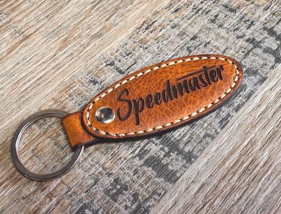 Speedmaster Motorcycle Logo Leather Key Fob , Key Ring, Key Chain