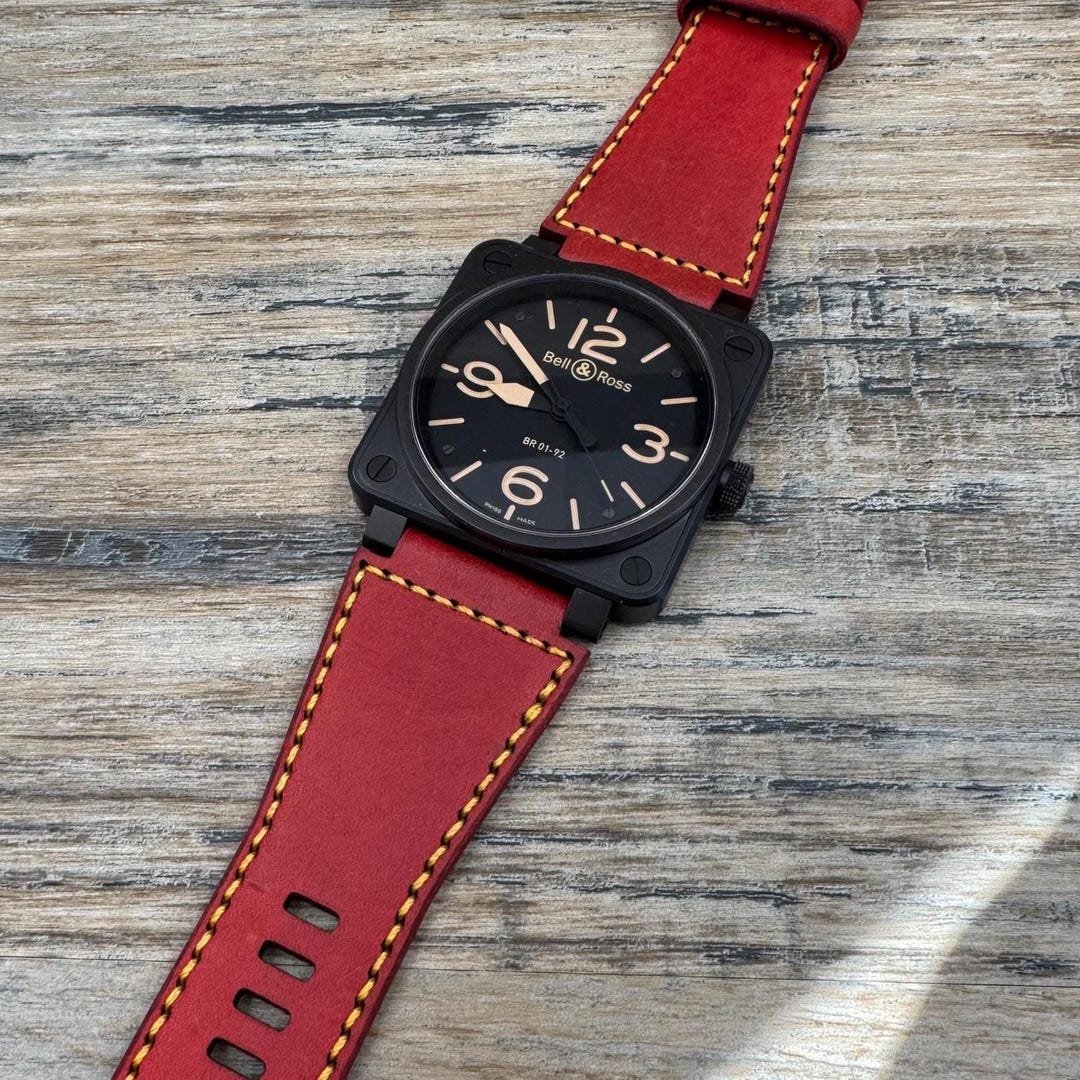 24 24mm Bell And Ross Leather Watch Strap Band For BR01 BR03 BRS 24-24mm-bell-and-ross-leather-watch-strap-band-for-br01-br03-brs