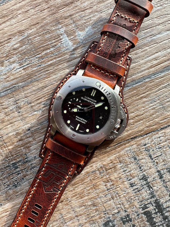 Leather Bund Watch Strap for 47mm Panerai Watches  - Hand Crafted