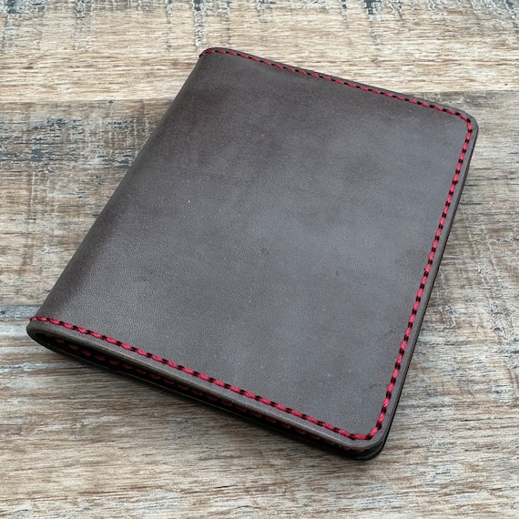 Grey and Black Leather Wallet - Handcrafted in England