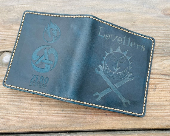 Levellers Leather Card Wallet c/w Zipper Pocket - Petrol Blue