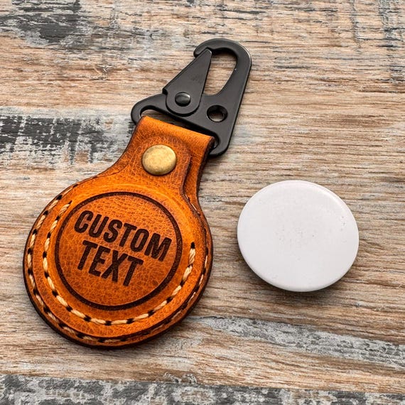Personalised Leather AirTag Holder, Case, Key Fob , Key Ring, Key Chain, Carabiner, Handcrafted