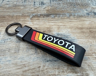 Vintage / retro leren Toyota-sleutelhanger, sleutelhanger, sleutelhanger