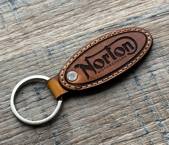 Norton Motorcycle Logo Leather Key Fob , Key Ring, Key Chain