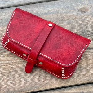 Pochette à tabac en cuir - Rouge