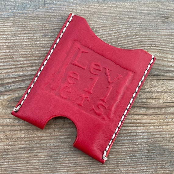 Levellers Minimalist Leather Card Wallet Red