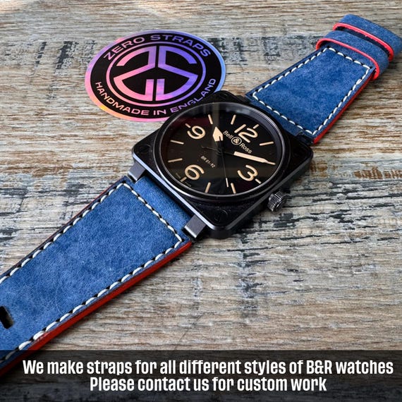 Bell and Ross Leather Watch Strap / Band for BR01 BR03 BRS Watches Red/White/Blue
