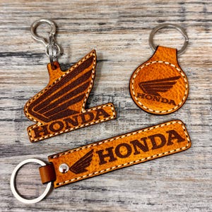 ホンダバイクロゴハンドメイドレザー、キーホルダー、キーリング、キーチェーン