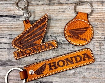 ホンダバイクロゴハンドメイドレザー、キーホルダー、キーリング、キー