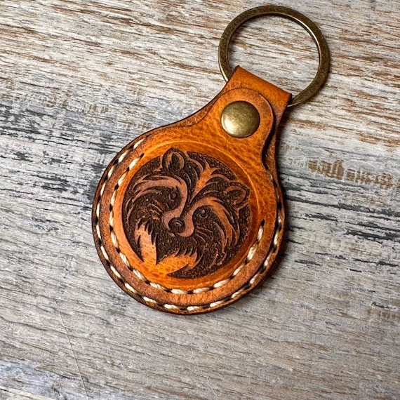 Raccoon Handmade Leather AirTag Holder, AirTag Case, Key Fob , Key Ring, Key Chain