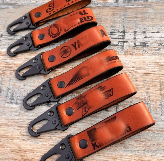 Personalised Motorcycle Logo Leather Key Fob , Key Ring, Key Chain, Handmade, Biker