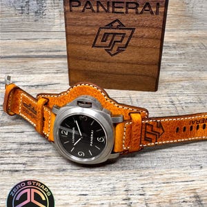 Bund Leather Watch Strap for Panerai Watches  - Hand Crafted - Camel Yellow/Cream
