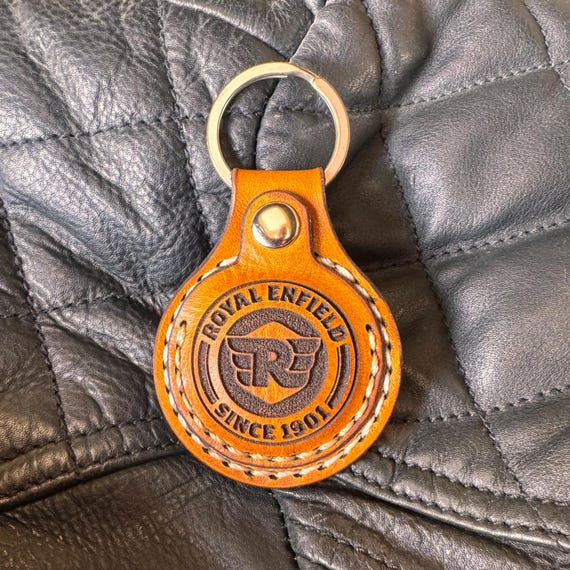 RA Motorcycle Logo Handmade Leather AirTag Holder, AirTag Case, Key Fob , Key Ring, Key Chain