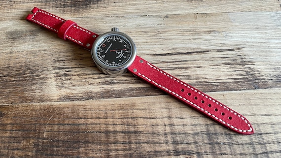 Leather Strap for Giuliano Mazzuoli Manometro Watch - Red