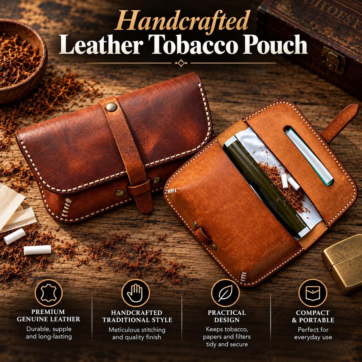 Handcrafted Leather Tobacco Pouch