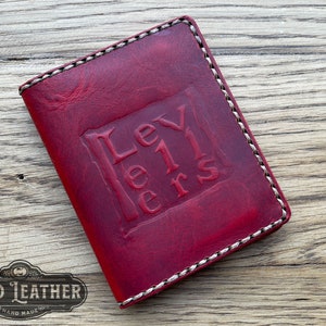 Cartera de tarjeta de cuero Levellers - Rojo