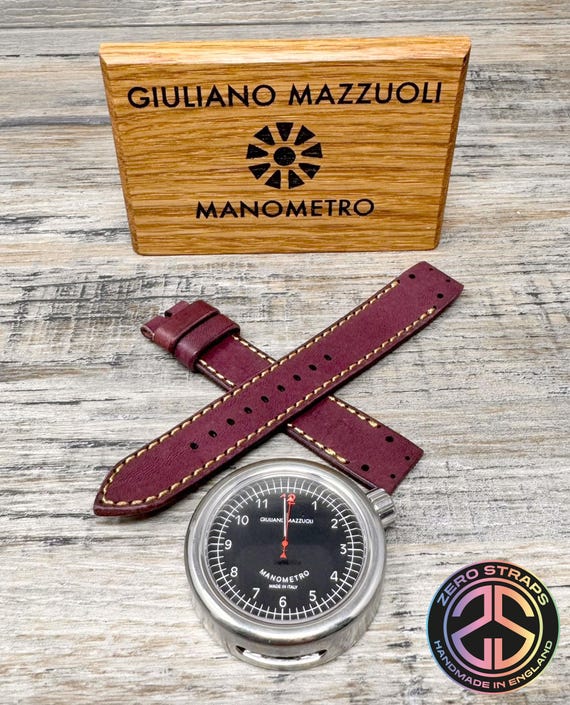 Leather Watch Strap for Giuliano Mazzuoli Manometro - Purple/Gold