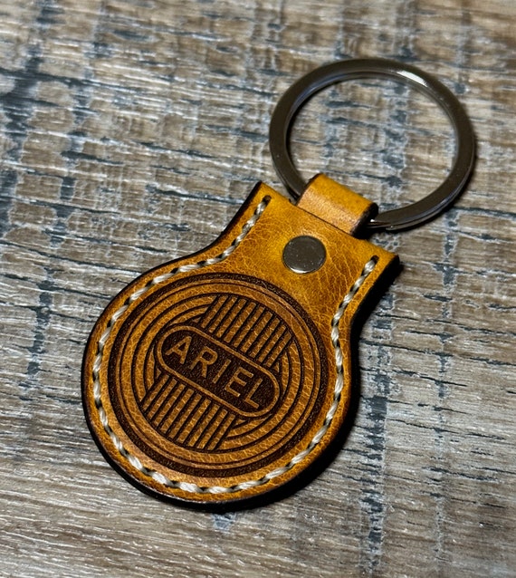 Ariel Motorcycle Logo Leather Key Fob , Key Ring, Key Chain