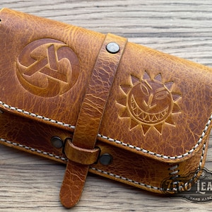 Pochette de tabac en cuir Niveleuse - Jaune