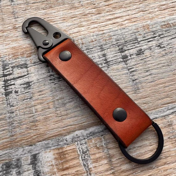 Leather Key Fob , Key Ring, Key Chain Carabiner