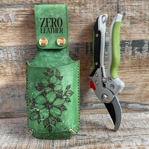 Handmade Leather Hand Pruner Holster, gardening tool holder, leather pruner leather holder, gardening tool holder, landscaping tool holder