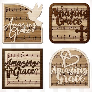 Amazing Grace SVG Laser Cut File Bundle, Amazing Grace Sheet Music Sign, Amazing Grace Decor, Religious svg, Christian Svg Decor