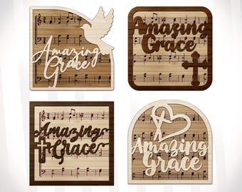 Amazing Grace SVG Laser Cut File Bundle, Religious Christian Decor (Digital Download)