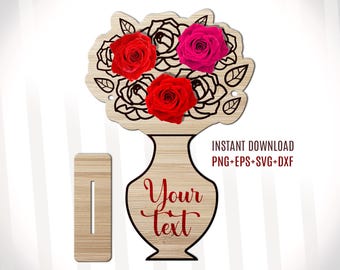 Personalized Mother’s Day Flower Stand SVG, Mother’s day gift laser cut, Layered Wooden Floral Stand Decor, Glowforge Mothers day flowers