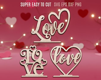Love Shelf Sitter SVG, Laser Cut File, Valentine Heart (Digital)