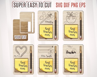 Personalized Sticky Note Holder SVG, Teacher Gift Template Bundle (Digital Download)