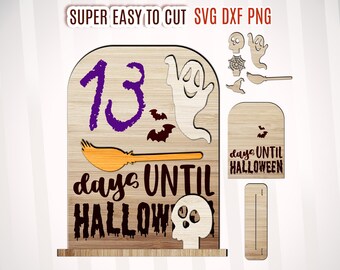 Halloween Countdown Laser Cut File, Halloween Dry Erase Countdown SVG, Halloween Ghost Countdown Sign, Halloween Decor DXF, Halloween Gift