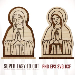 Virgen María en capas SVG, Santa María en capas SVG DXF, Regalo religioso, Decoración religiosa, Cristianismo en capas SVG DXF