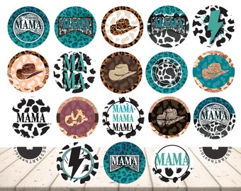 Western Car Coaster PNG Bundle, Cowhide, Leopard, Mama Designs (Digital Download)
