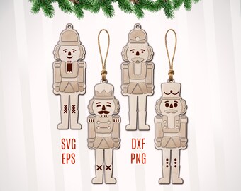 Christmas Nutcracker Ornament SVG Bundle, Laser Cut Files
