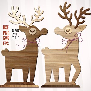 Christmas Reindeer Svg, Christmas Reindeer Laser Cut, Reindeer Christmas Gift, Personalized Freestanding Reindeer, Family Christmas Decor